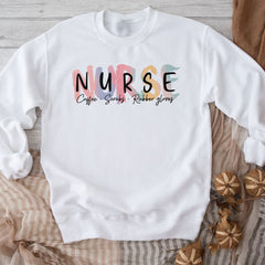 Sandjest Nurse Teacher T-Shirt Coffee Scrubs Rubber Gloves Gift for Women Girl Friends Men