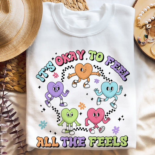 Sandjest Inspirational T-Shirt It’s Okay to Feel All the Feels Gift for Women Girl Friends