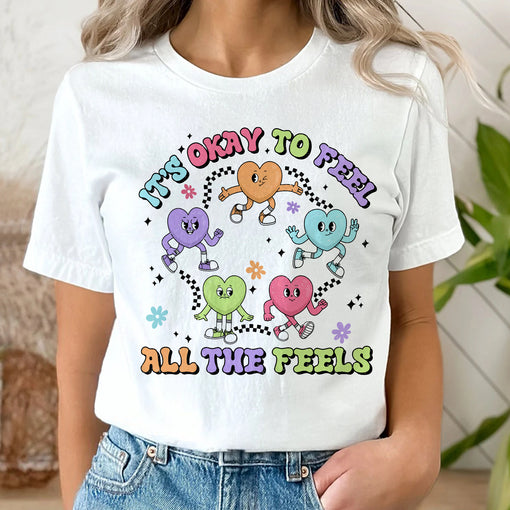 Sandjest Inspirational T-Shirt It’s Okay to Feel All the Feels Gift for Women Girl Friends