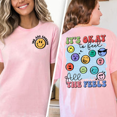 Sandjest Inspirational T-Shirt It’s Okay to Feel All the Feels Gift for Women Girl Friend