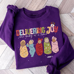 Sandjest Delivering Joy Labor and Delivery Christmas Tshirt, L&d Nurse Christmas T-Shirt, Holiday Labor Nurse Gift, L&d Nurse Gift