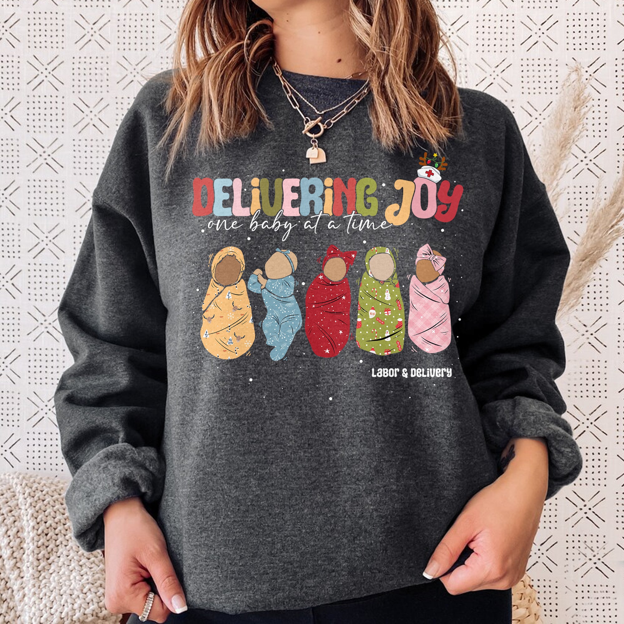 Sandjest Delivering Joy Labor and Delivery Christmas Tshirt, L&d Nurse Christmas T-Shirt, Holiday Labor Nurse Gift, L&d Nurse Gift