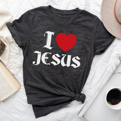 Sandjest Christian T-Shirt I Love Jesus Gift for Christians Jesus Lover Bible Lover