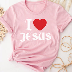 Sandjest Christian T-Shirt I Love Jesus Gift for Christians Jesus Lover Bible Lover