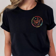 Sandjest Special Ed Teacher T-Shirt Advocate Inclusion Equity Equality Accept Adapt Gift for Women Girl Friend