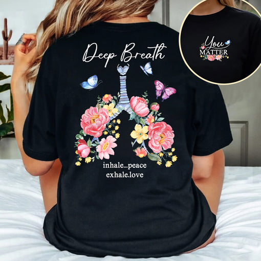 Sandjest Inspirational T-Shirt Deep Breath Gift for Women Girl Friend