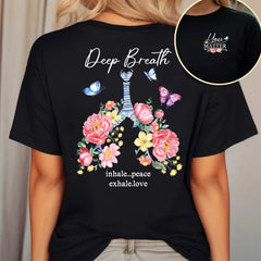 Sandjest Inspirational T-Shirt Deep Breath Gift for Women Girl Friend