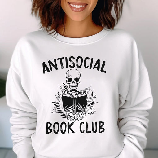 Sandjest Book T-Shirt Antisocial Book Club Gift for Women Girl Friends Bookworm