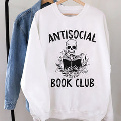 Sandjest Book T-Shirt Antisocial Book Club Gift for Women Girl Friends Bookworm