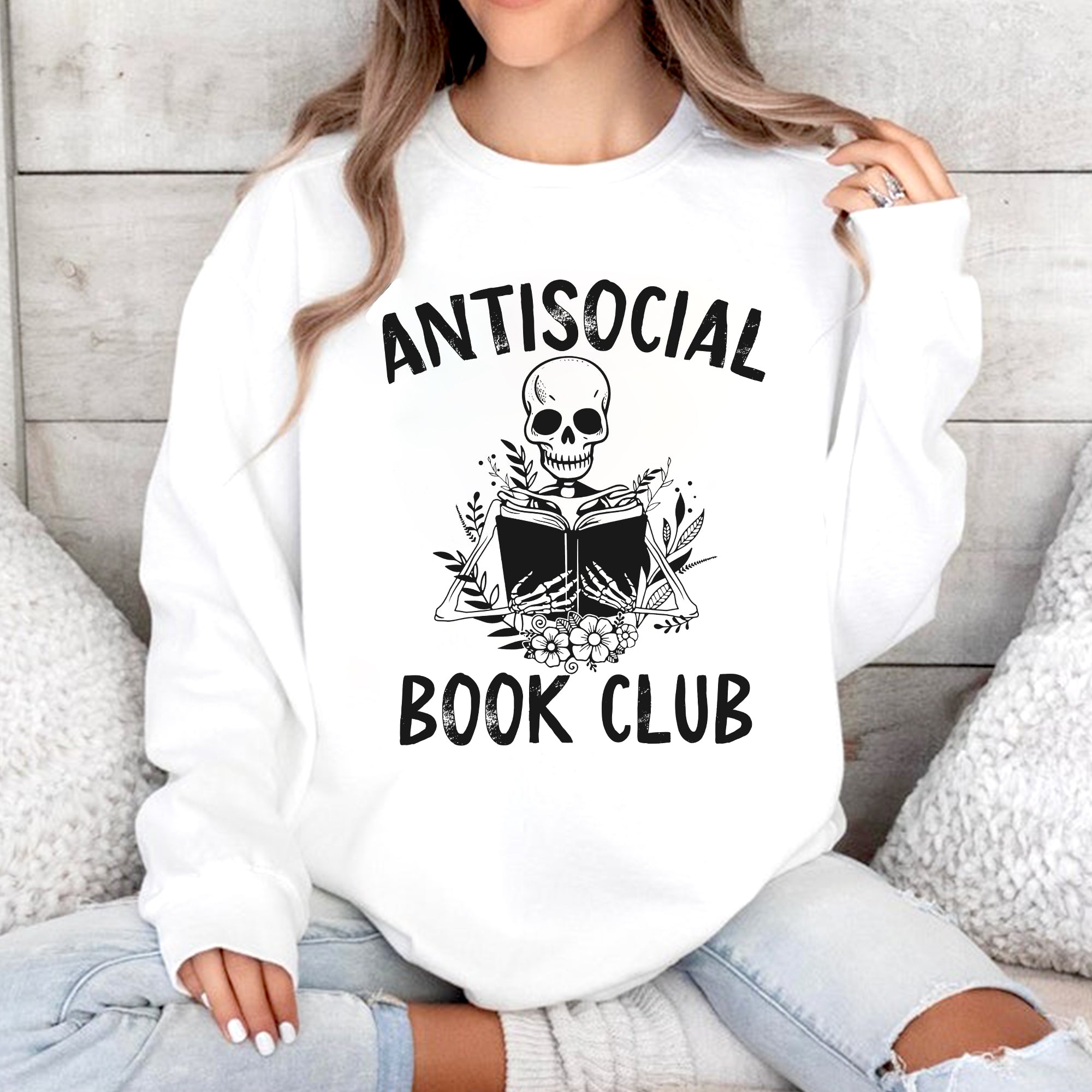 Sandjest Book T-Shirt Antisocial Book Club Gift for Women Girl Friends Bookworm