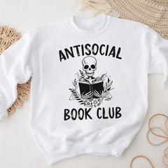 Sandjest Book T-Shirt Antisocial Book Club Gift for Women Girl Friends Bookworm