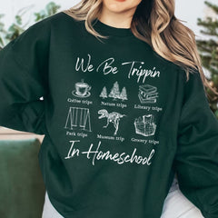 Sandjest Homeschooling Mom T-Shirt We Be Trippin in Houseschool Gift for Women Girl Friend
