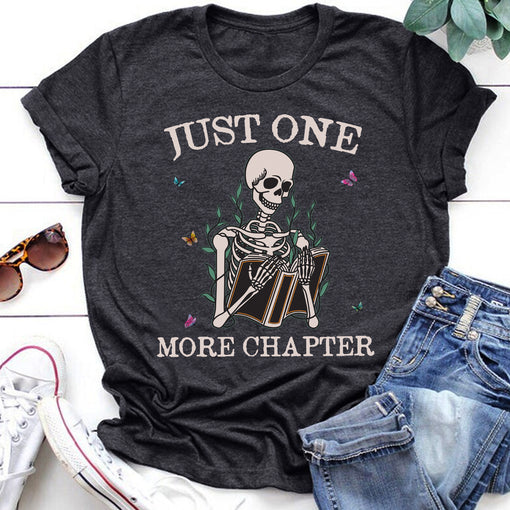 Sandjest Book Lover T-Shirt Just One More Chapter Gift for Bookworm Librarian