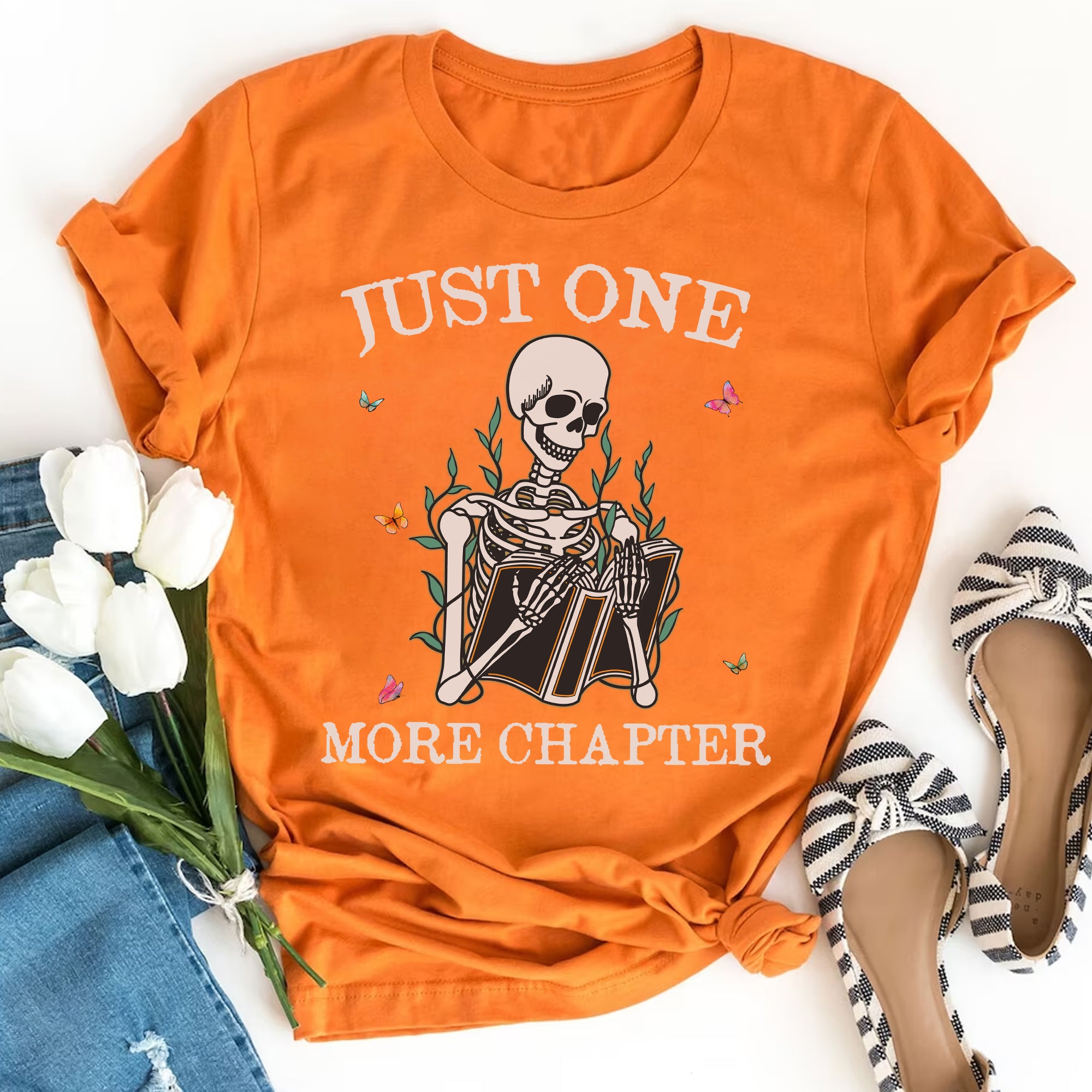 Sandjest Book Lover T-Shirt Just One More Chapter Gift for Bookworm Librarian