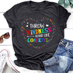 Sandjest Inspirational T-Shirt Throw Kindness Around Like Confetti Gift for Women Girl Friend