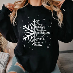 Sandjest Christmas Sweatshirt Joy Merry Believe Mistletoe Shirt for Women Girls Merry Christmas Xmas Gift