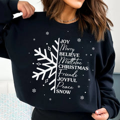Sandjest Christmas Sweatshirt Joy Merry Believe Mistletoe Shirt for Women Girls Merry Christmas Xmas Gift