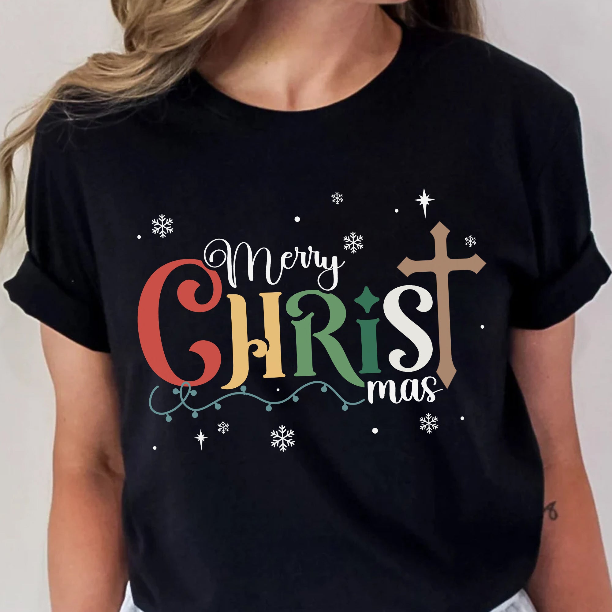 Sandjest Christian T-Shirt Merry Christ Mas Gift for Women Girl Friend Boy Men