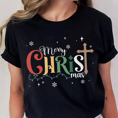 Sandjest Christian T-Shirt Merry Christ Mas Gift for Women Girl Friend Boy Men