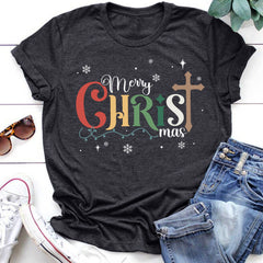 Sandjest Christian T-Shirt Merry Christ Mas Gift for Women Girl Friend Boy Men