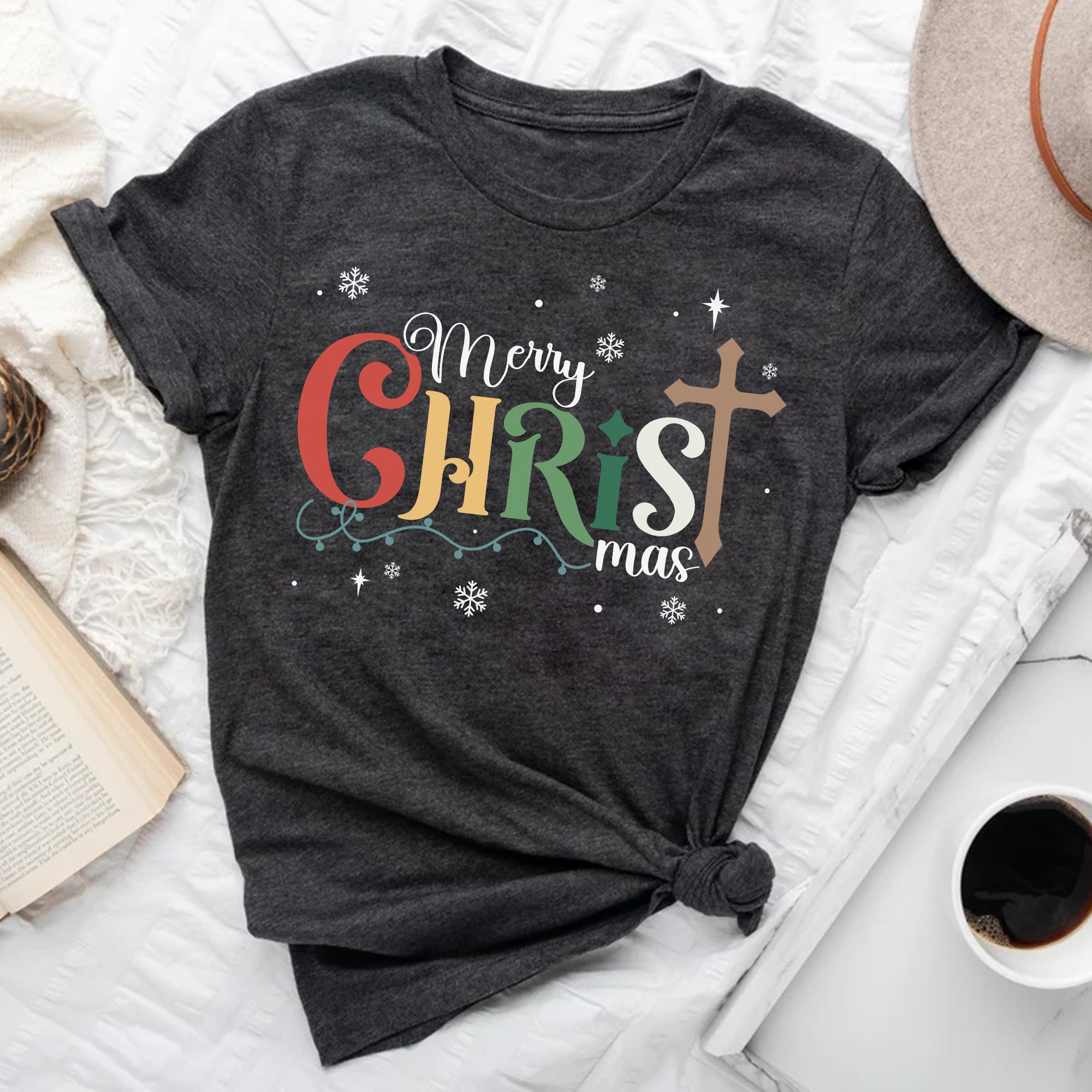 Sandjest Christian T-Shirt Merry Christ Mas Gift for Women Girl Friend Boy Men