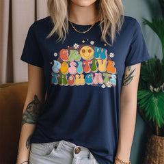 Sandjest Grow Positive Thoughts Inspirational Groovy Style Shirt for Women Girl Friends