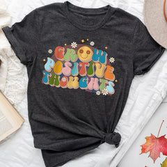 Sandjest Grow Positive Thoughts Inspirational Groovy Style Shirt for Women Girl Friends