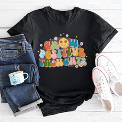 Sandjest Grow Positive Thoughts Inspirational Groovy Style Shirt for Women Girl Friends