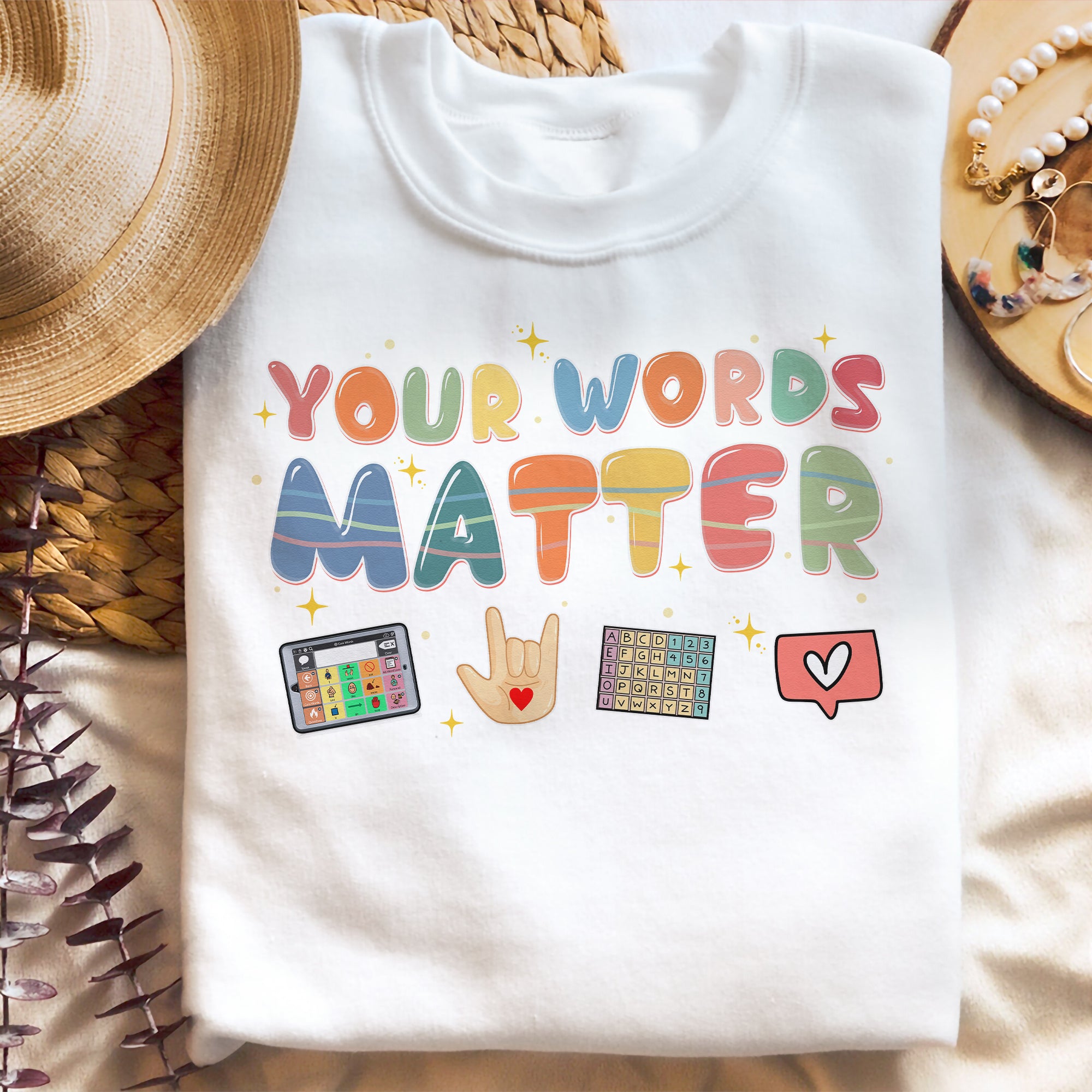 Sandjest Your Words Matter T-Shirt for Teachers Sped Teacher Gift for Women Friends