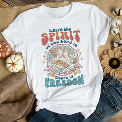 Sandjest Where the Spirit of the Lord Is There Is Freedom Shirt for Christian Jesus Lovers Tshirt for Girl Woman