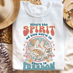Sandjest Where the Spirit of the Lord Is There Is Freedom Shirt for Christian Jesus Lovers Tshirt for Girl Woman