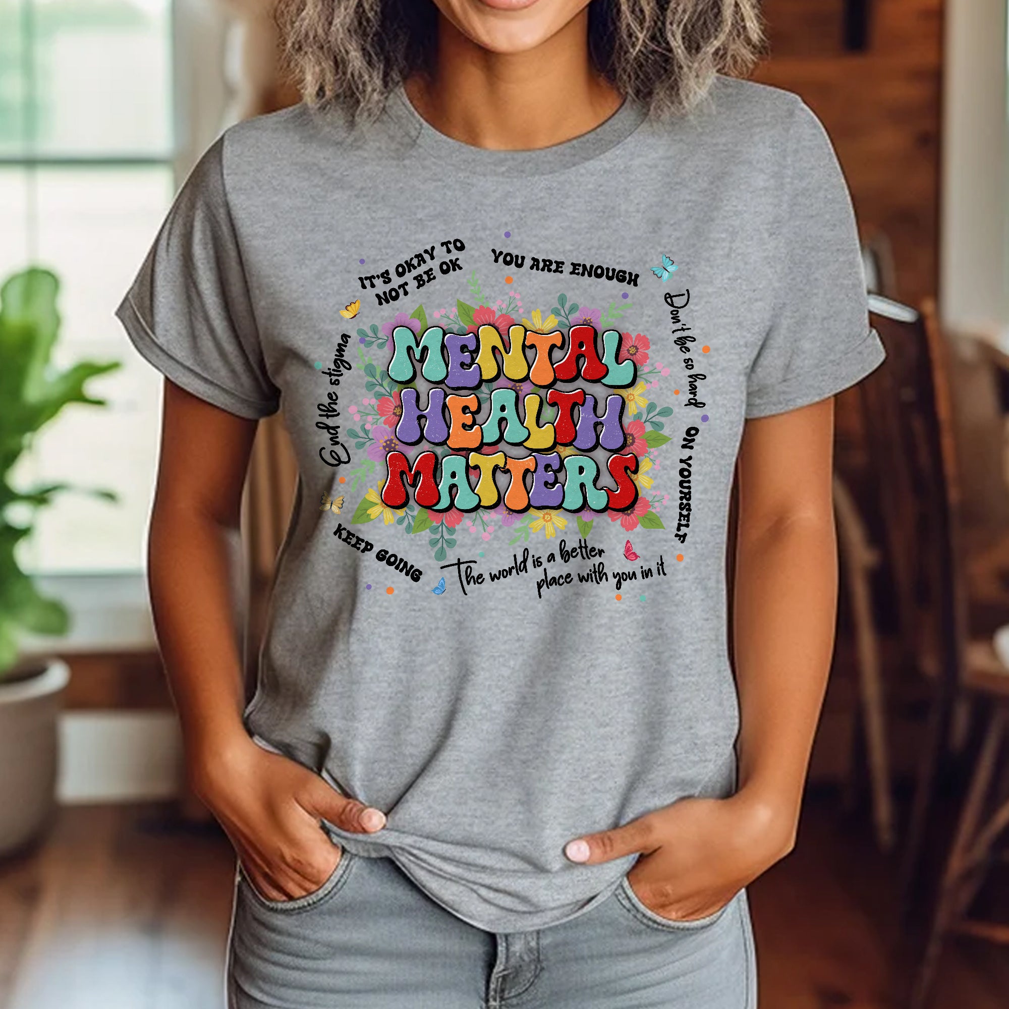 Sandjest T-Shirt Mental Health Matters Gift for Women Girl Friend