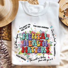 Sandjest T-Shirt Mental Health Matters Gift for Women Girl Friend