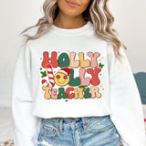 Sandjest Teacher Christmas Tshirt, Holly Jolly Teacher, Cute Christmas Holiday Class Party Tshirt, Christmas Gift for Teacher