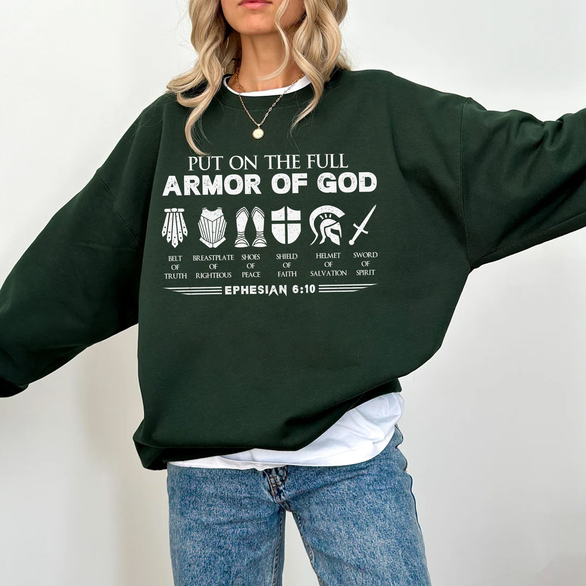 Sandjest Christian T-Shirt Put on the Full Armor of God Gift for Women Girl Friend