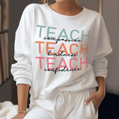 Sandjest Teacher T-Shirt Teach Compassion Teach Kindness Teach Confidence Gift for Women Girl Friend
