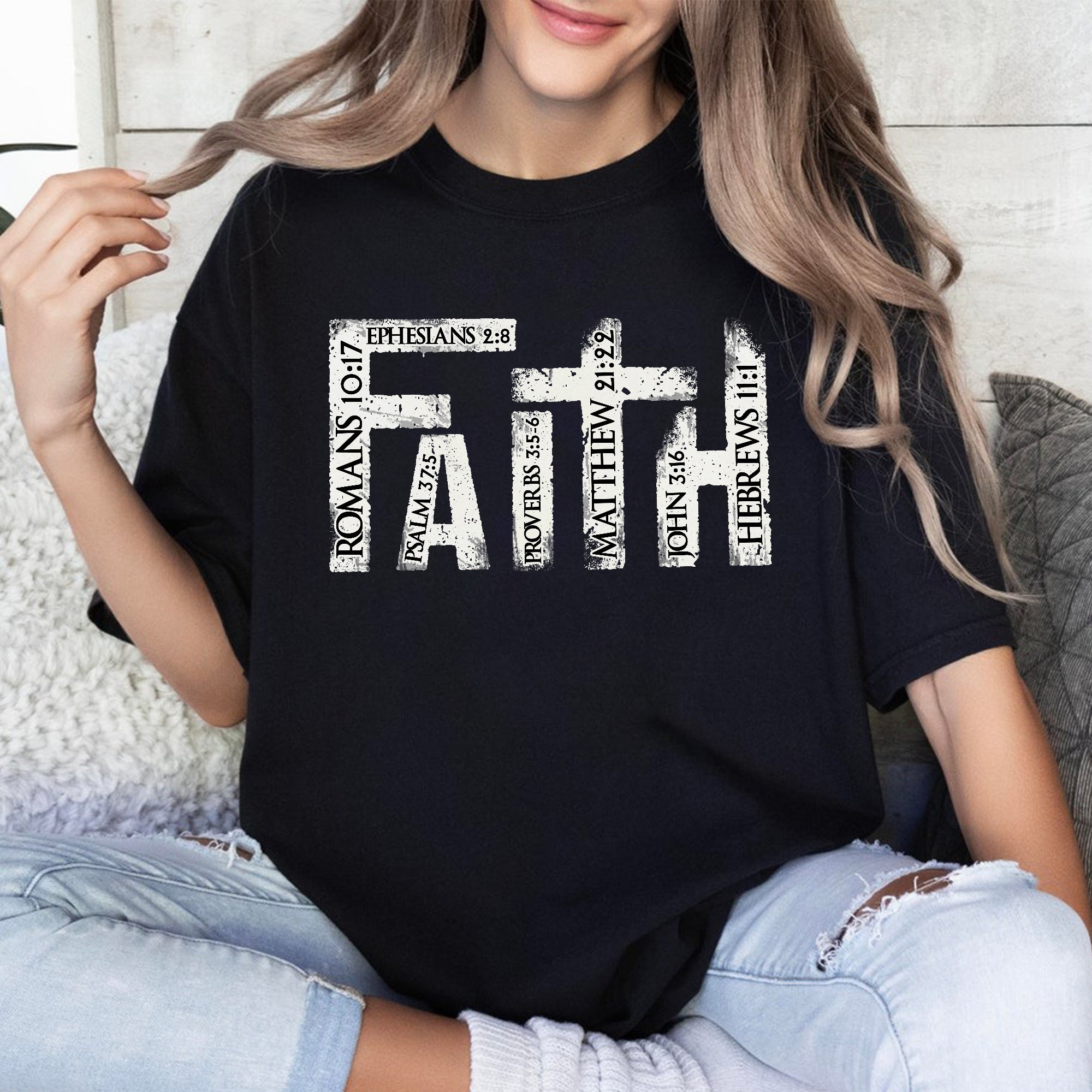 Sandjest Christian T-Shirt Faith Gift for Women Girl Friend Men Boy