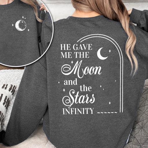 Sandjest Christian T-Shirt He Gave Me the Moon and the Stars Infinity Gift for Women Girl Friends