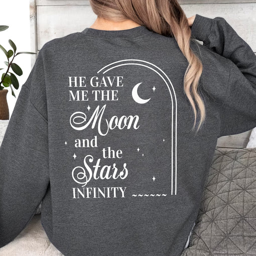 Sandjest Christian T-Shirt He Gave Me the Moon and the Stars Infinity Gift for Women Girl Friends