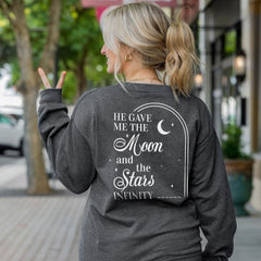Sandjest Christian T-Shirt He Gave Me the Moon and the Stars Infinity Gift for Women Girl Friends