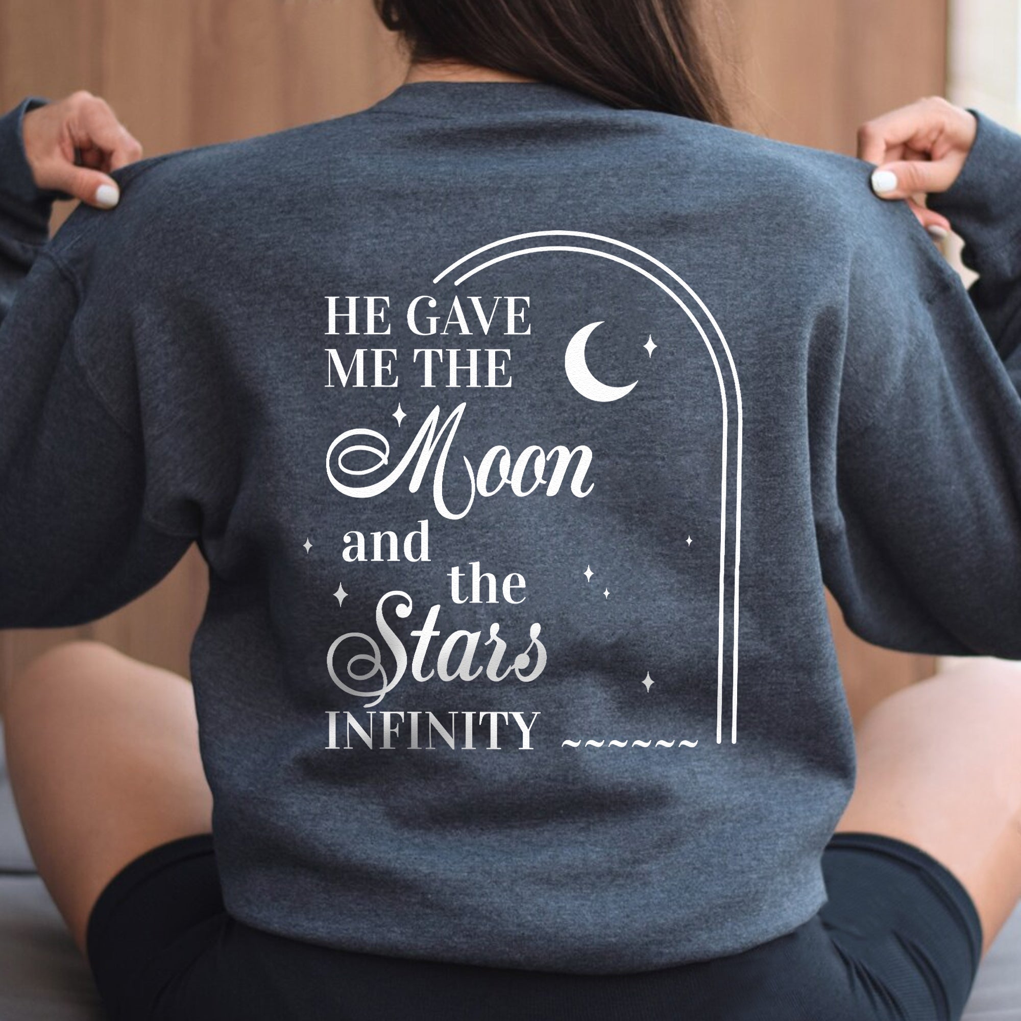 Sandjest Christian T-Shirt He Gave Me the Moon and the Stars Infinity Gift for Women Girl Friends