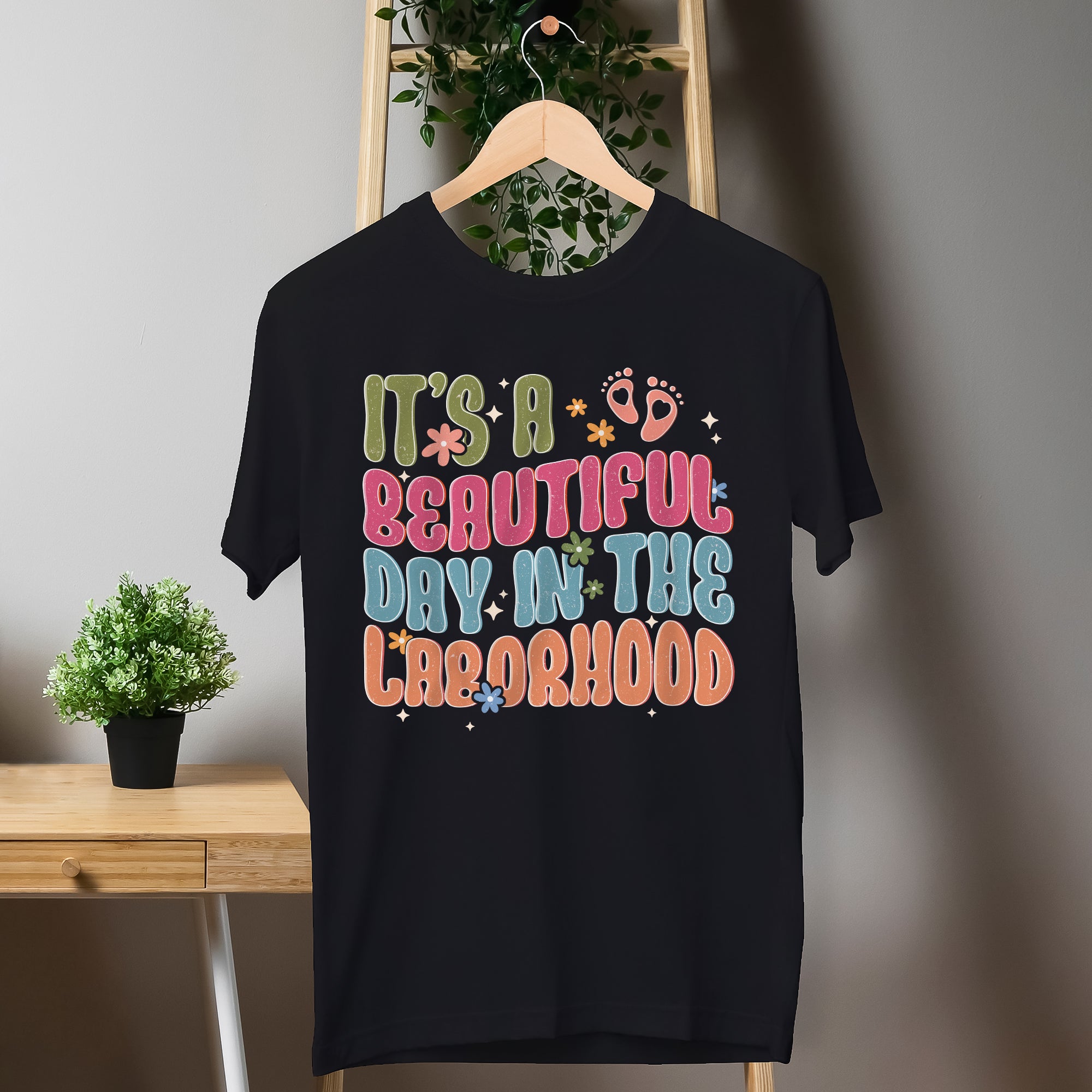 Sandjest Labor Nurse T-Shirt It¡¯s a Beautiful Day in the Laborhood Gift for Labor Nurses L&D Nurse OB Doctor
