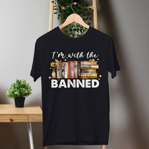 Sandjest Book Lover T-Shirt I’m with the Banned Gift for Women Girl Bookworms