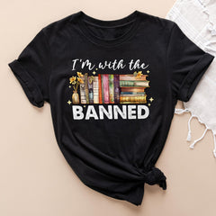 Sandjest Book Lover T-Shirt I’m with the Banned Gift for Women Girl Bookworms