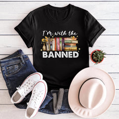 Sandjest Book Lover T-Shirt I’m with the Banned Gift for Women Girl Bookworms