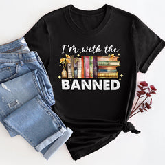 Sandjest Book Lover T-Shirt I’m with the Banned Gift for Women Girl Bookworms