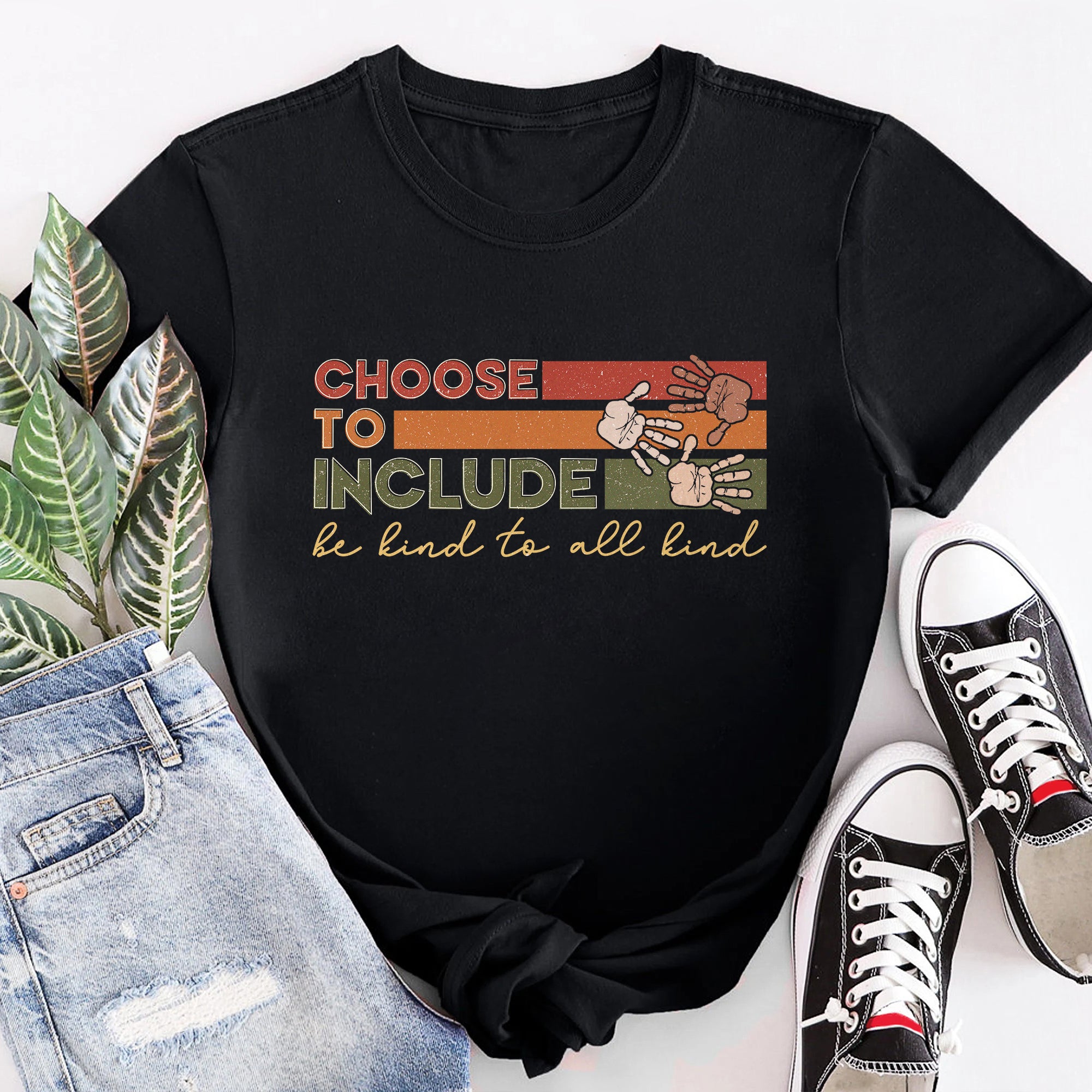 Sandjest Inspirational T-Shirt Choose to Include Be Kind to All Kind Gift for Women Girl Friend