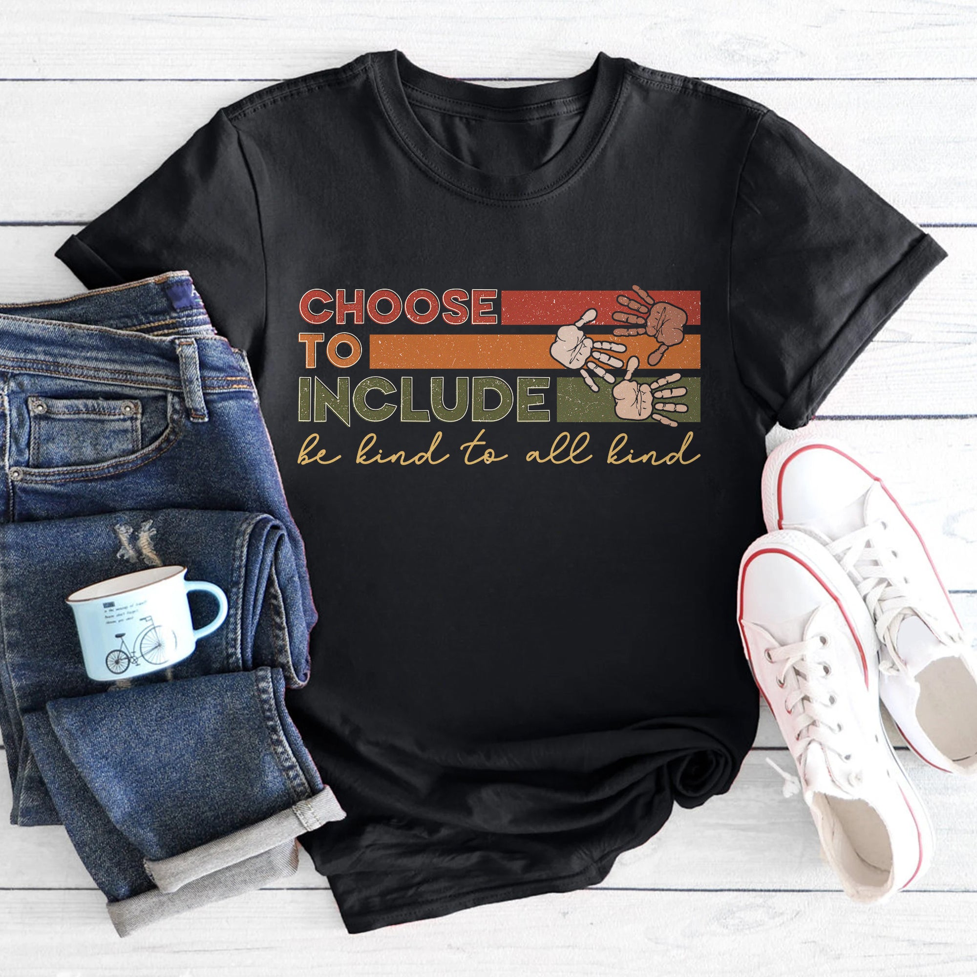 Sandjest Inspirational T-Shirt Choose to Include Be Kind to All Kind Gift for Women Girl Friend