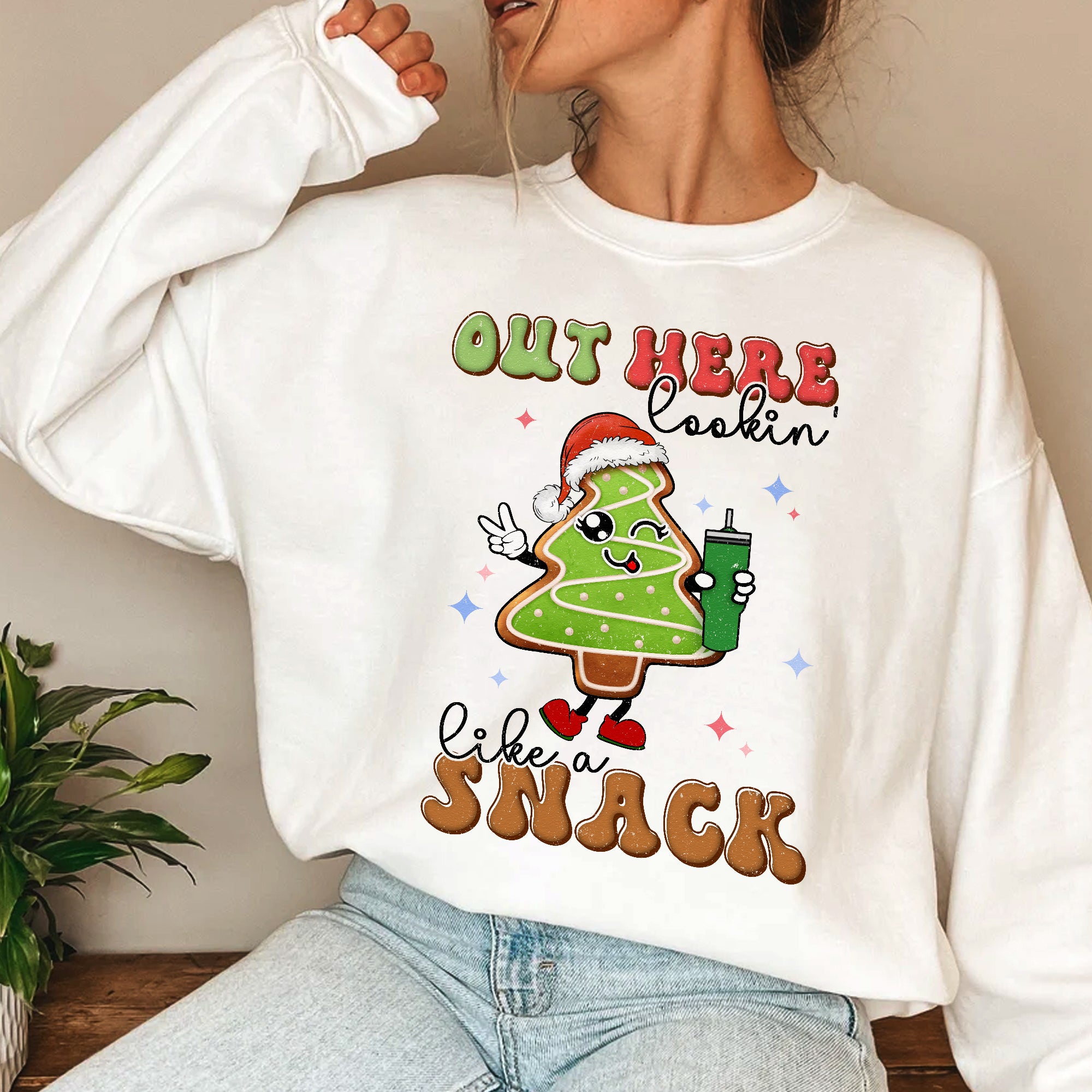 Sandjest Boojee Out Here Lookin Like a Snack Shirt, Christmas Tree Cake Shirt, Christmas Cake Shirt, Funny Christmas Sweatshirt