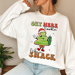 Sandjest Boojee Out Here Lookin Like a Snack Shirt, Christmas Tree Cake Shirt, Christmas Cake Shirt, Funny Christmas Sweatshirt